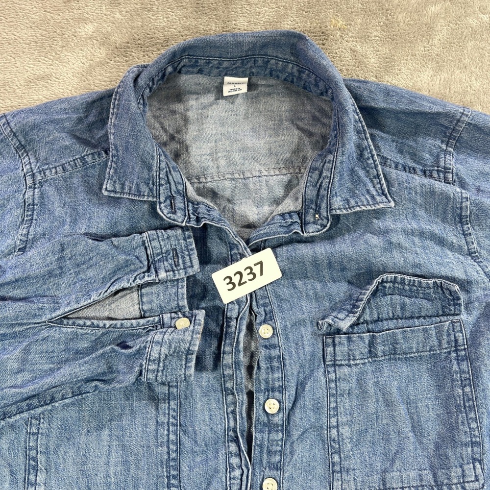 Old Navy LS Shirtdress Women Size L Blue Chambray Denim Button Front 505400-00